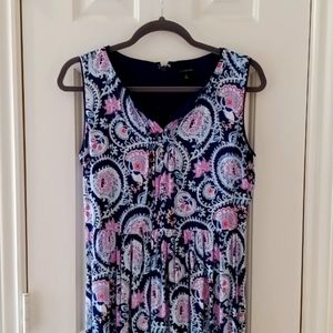 Talbots Blue Pink Floral Maxi Dress Size 6 Medium